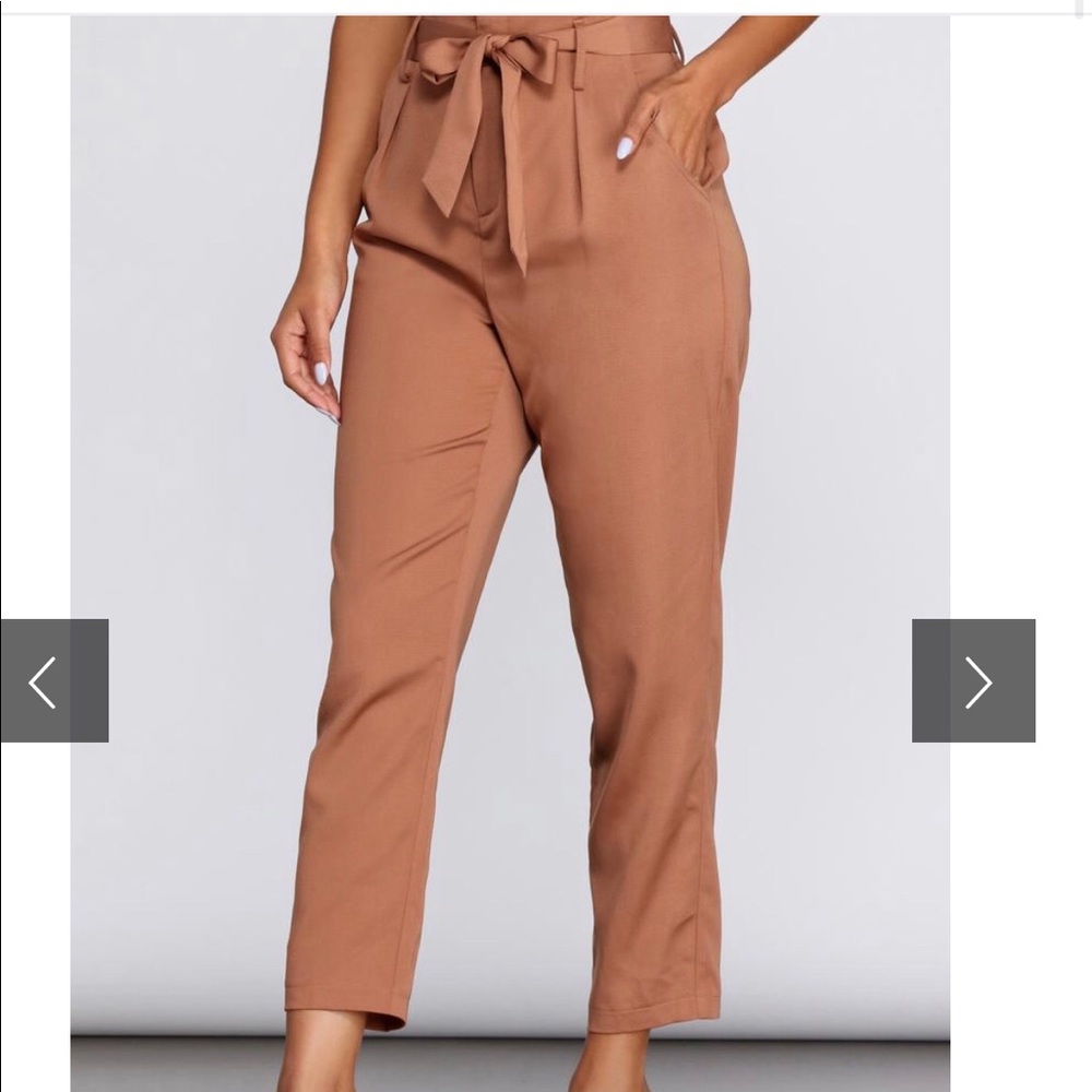 Taupe Tapered Dress Pants